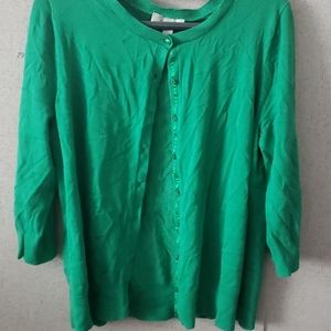 green cardigan